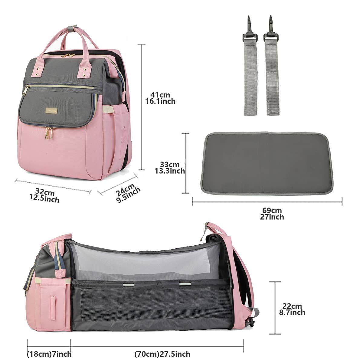 SHOULDER FOLDING BED MOTHER AND BABY BAG_CWAB2243