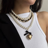 HIGH END FASHION PEARL RIBBON BEADED NECKLACE_CWMM3137