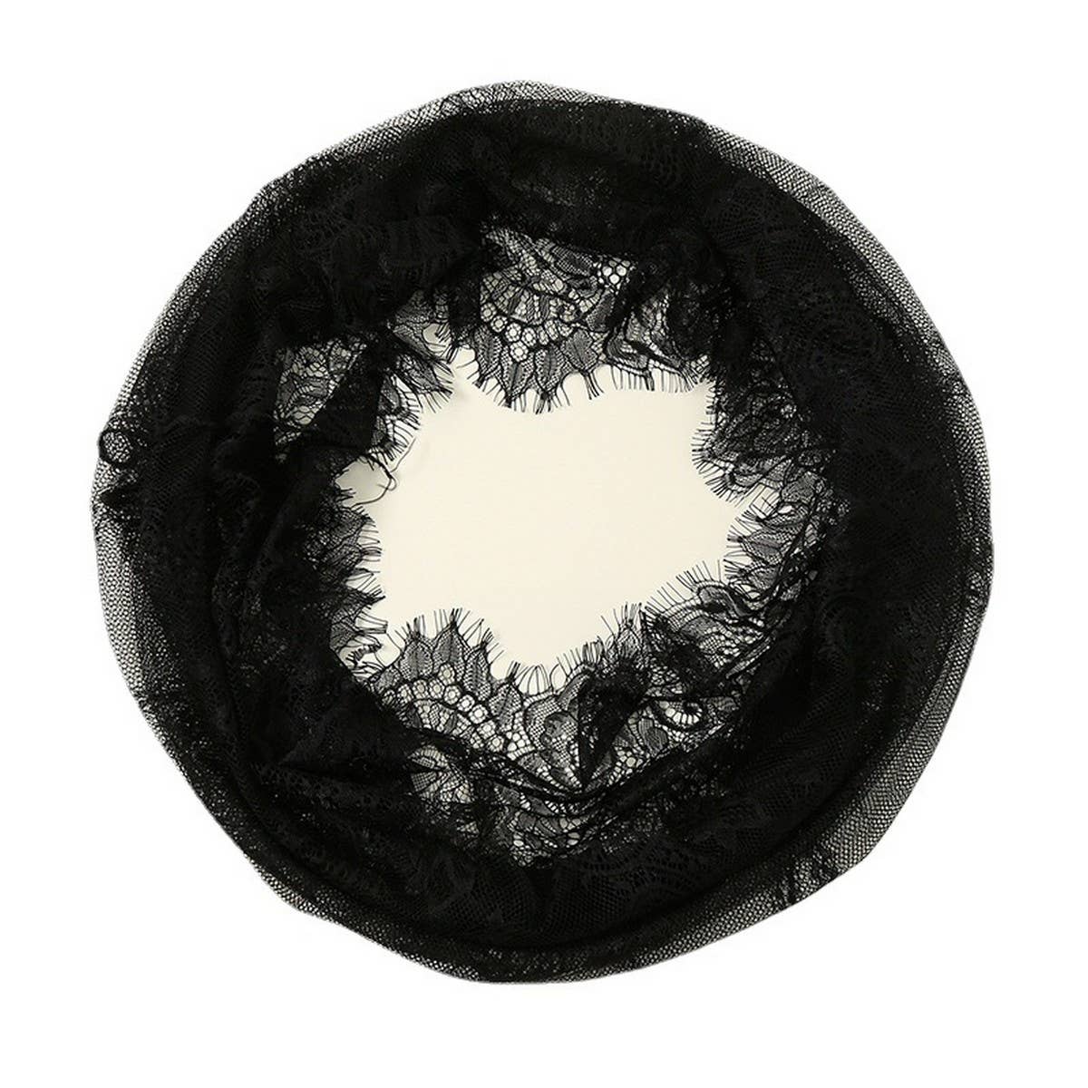 BLACK AND WHITE LACE EYELASH BREATHABLE VEIL_CWMM1986