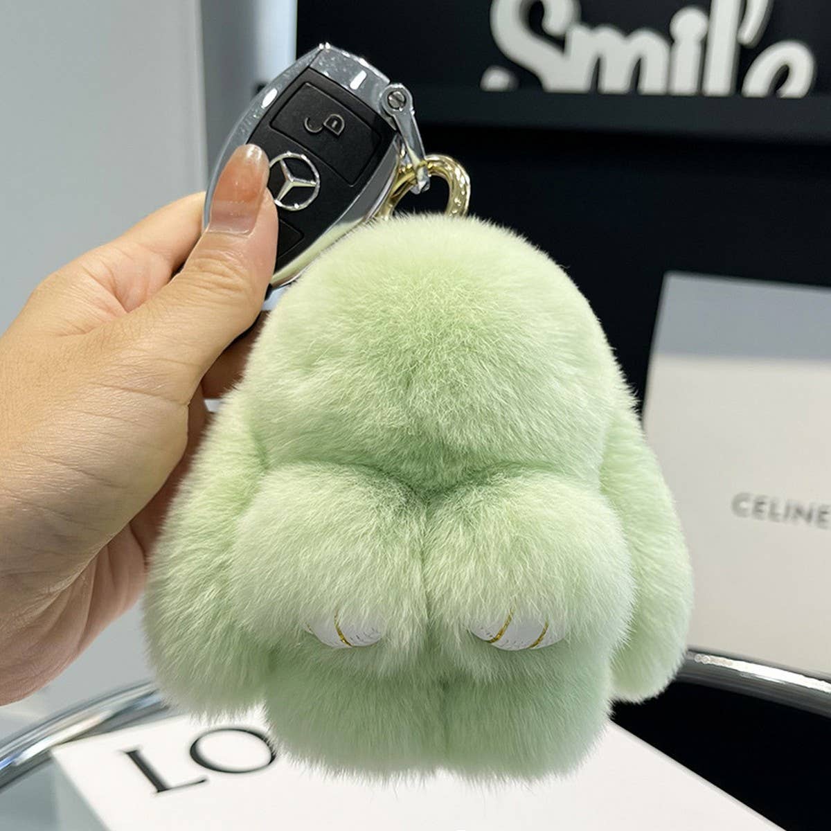 NEW MINI CUTE PLUSH BUNNY CAR KEYCHAIN PENDANT_CWMM2448
