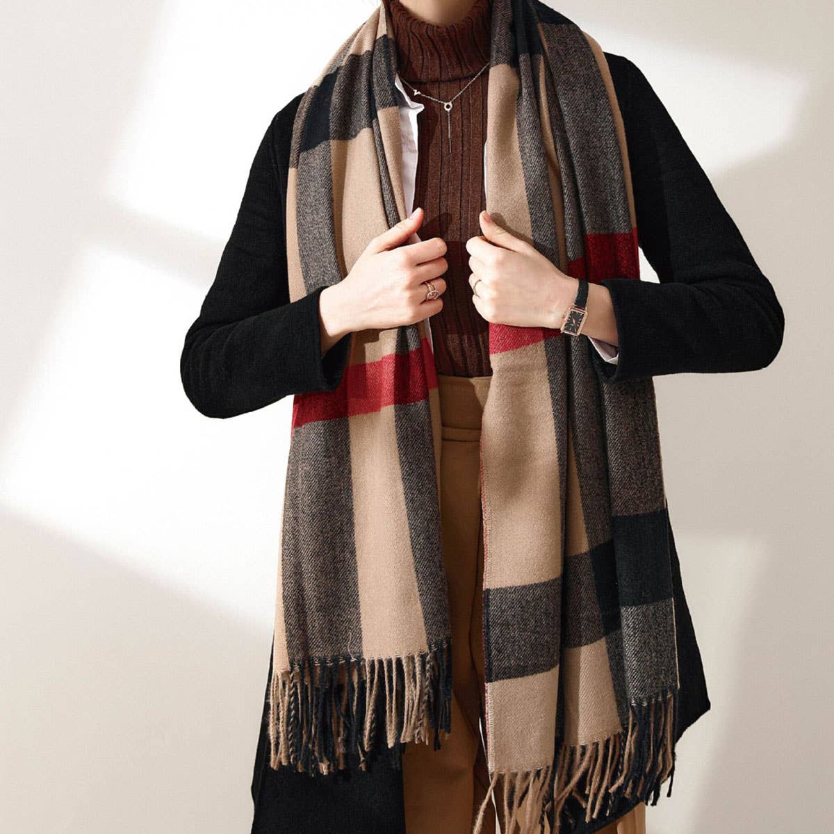 2025 FASHION PLAID TASSEL SCARF WINTER WARMTH_CWASC0185