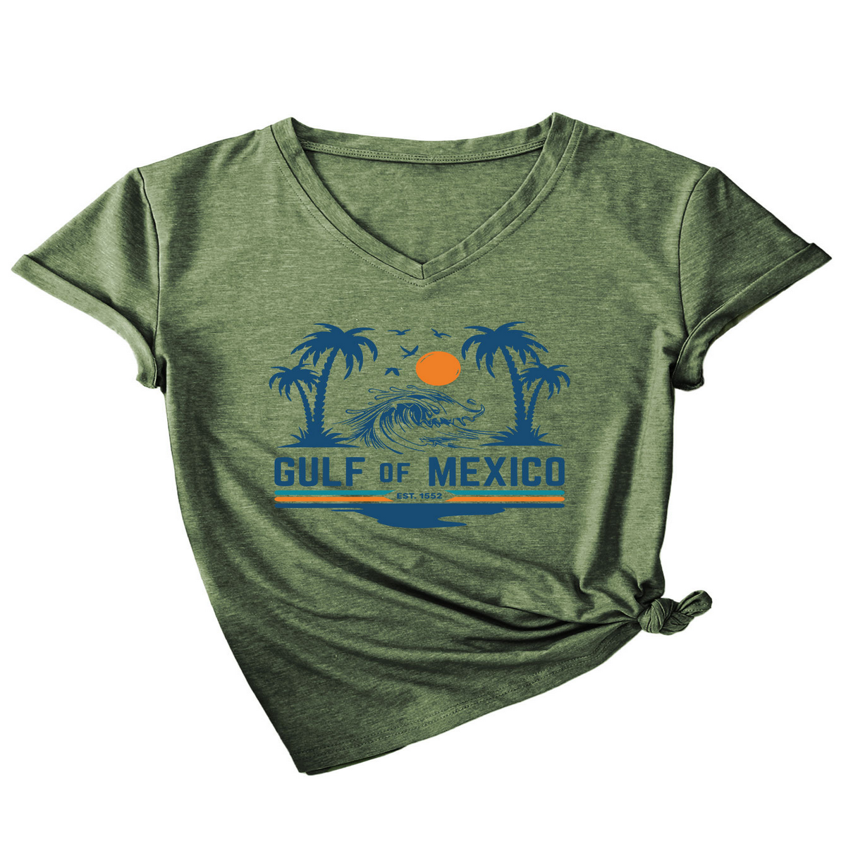 SLIM V NECK T SHIRT GULF OF MEXICO EST PRINT_CWTTS1538