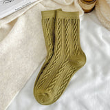 SOLID COLOR RETRO TWISTED DIAMOND WARM PILE SOCKS_CWMS1063