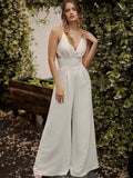 Strapless V-Neck, Body-Hugging, Backless Jumpsuit