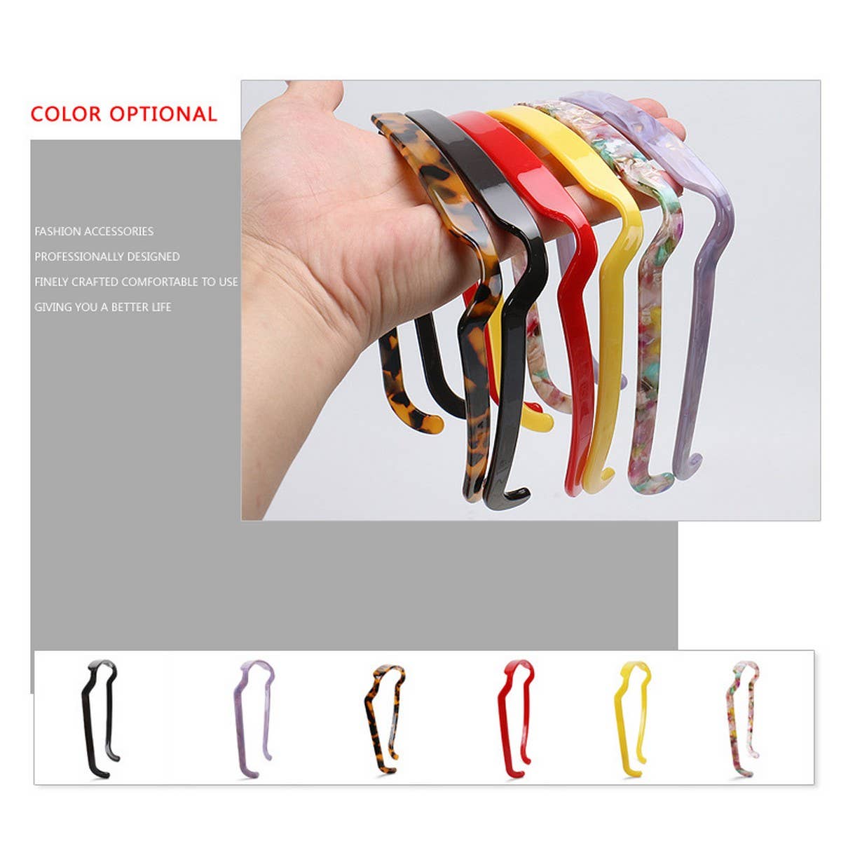 ACETATE SQUARE SUNGLASSES HEADBAND HAIRPIN_CWAHA4351