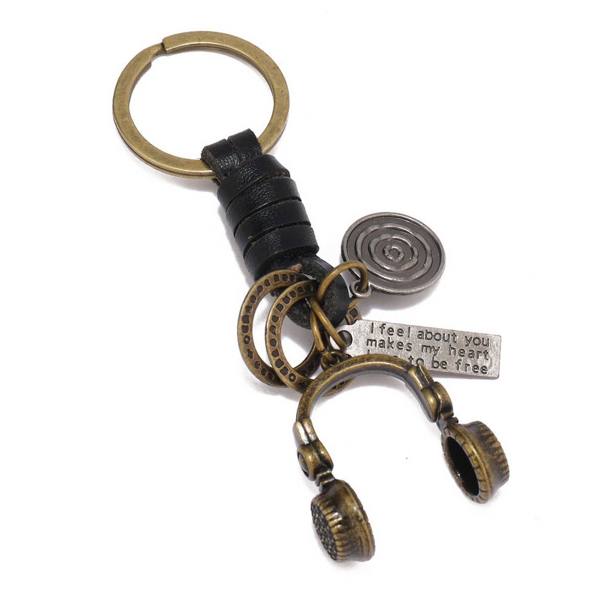 HAND WOVEN VINTAGE COWHIDE KEYCHAIN_CWMM4789