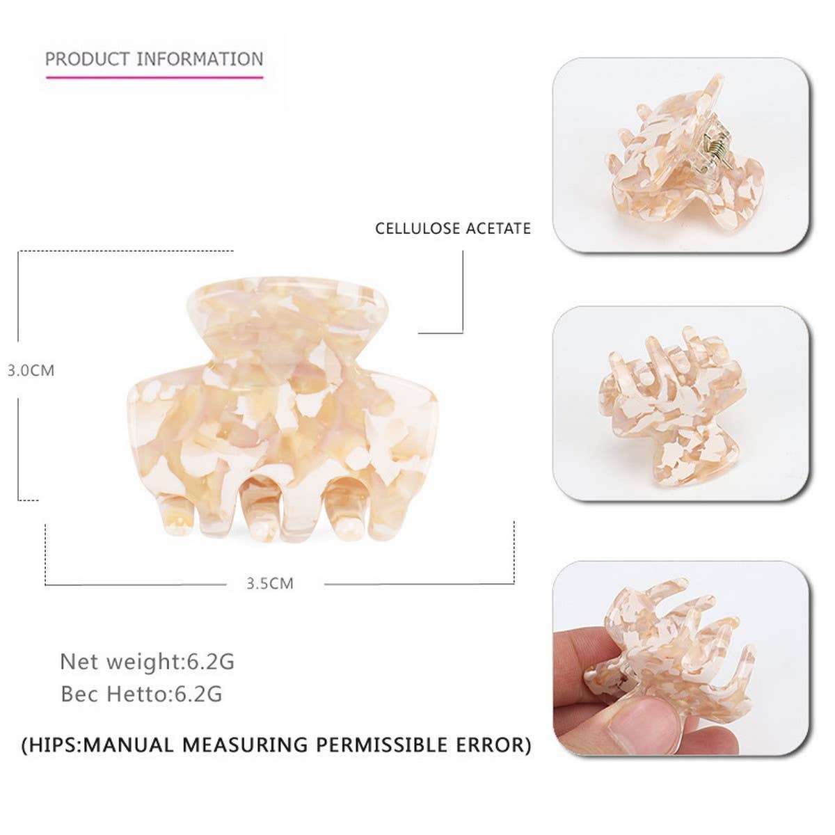 MINI GEOMETRIC ACETATE HAIR CLAW SIMPLE BANG CLIP_CWAHA4429