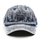 Cwah3203_Distressed White Solid Denim Visor Baseball Cap