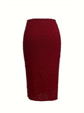 Temperament Dark Pattern Mid-Length Slit Skirt