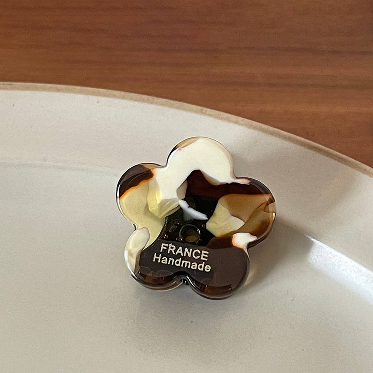 INK BROWN FLORAL MINI HAIR CLAW RETRO BANG CLIP_CWAHA3951