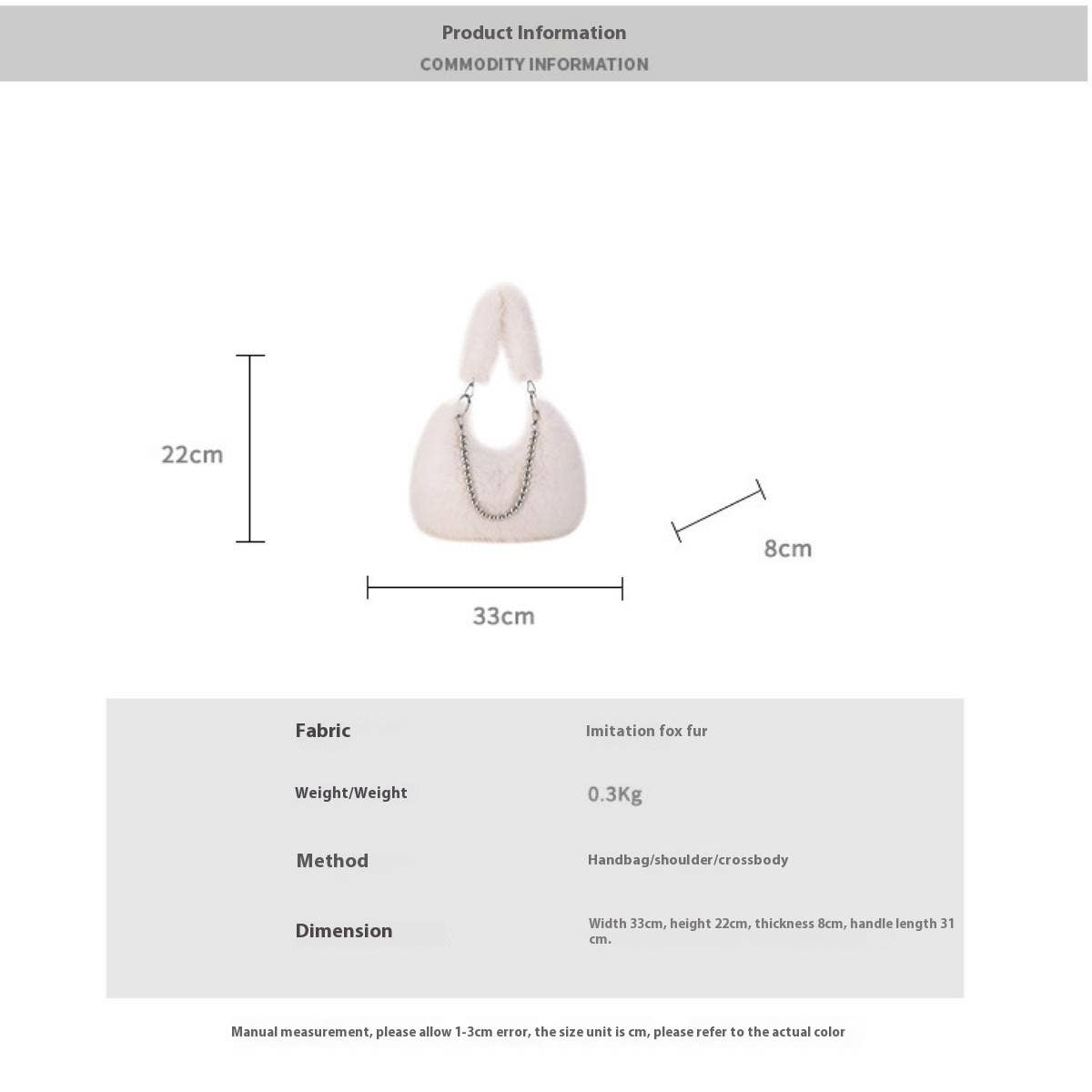 FAUX FOX FUR FLUFFY BAG WOMEN PEARL CHAIN SHOULDER_CUAB00566