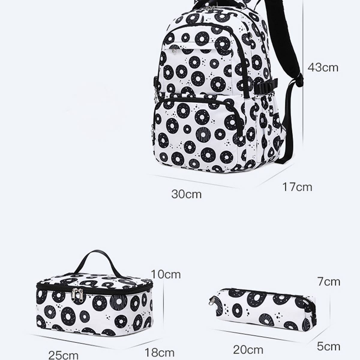 BACKPACKS FOR SCHOOL DONUT 3 PIECE NYLON SET_CWAB5467