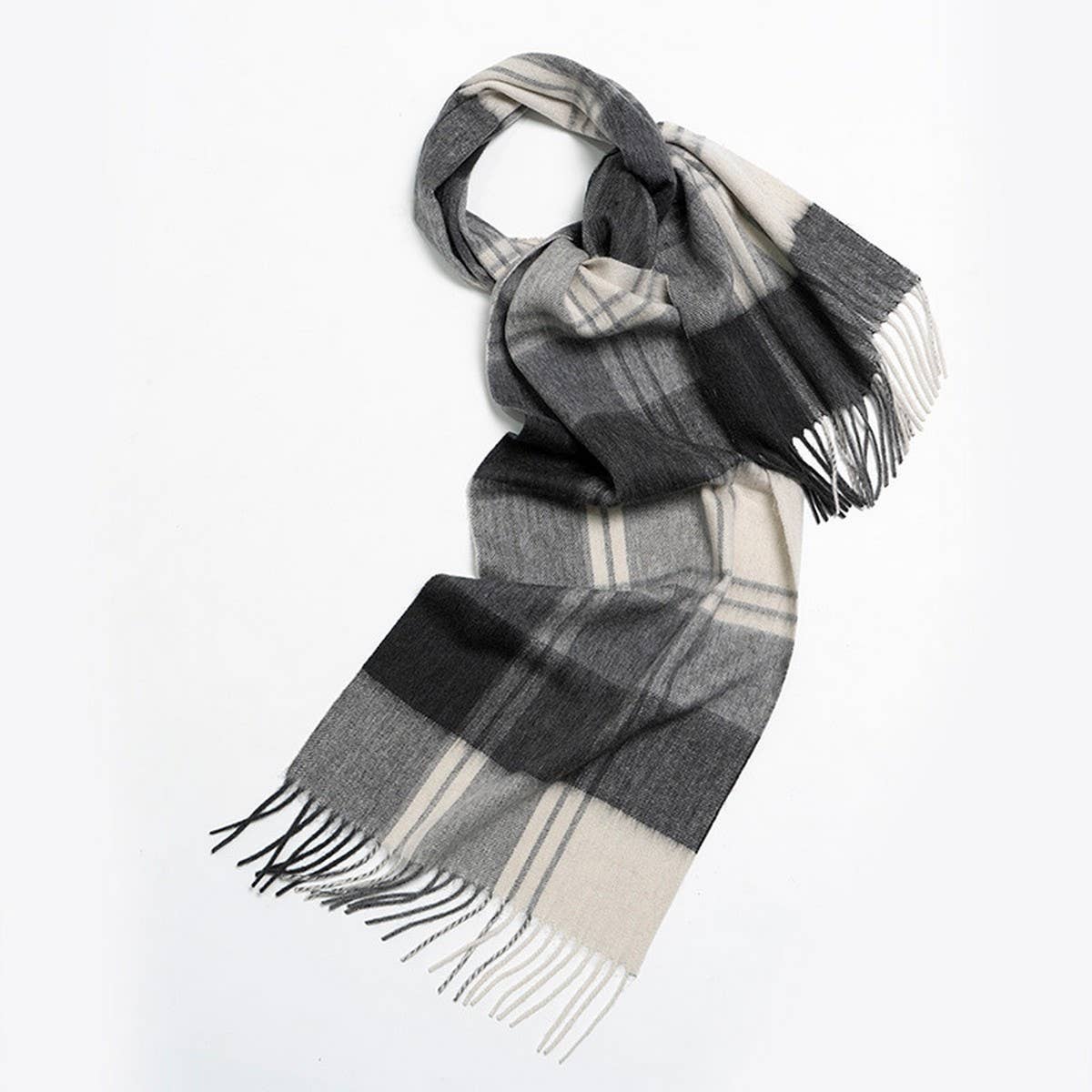 NORDIC PLAID WOOL SCARF WARM WINTER COUPLE WRAP_CWASC2357