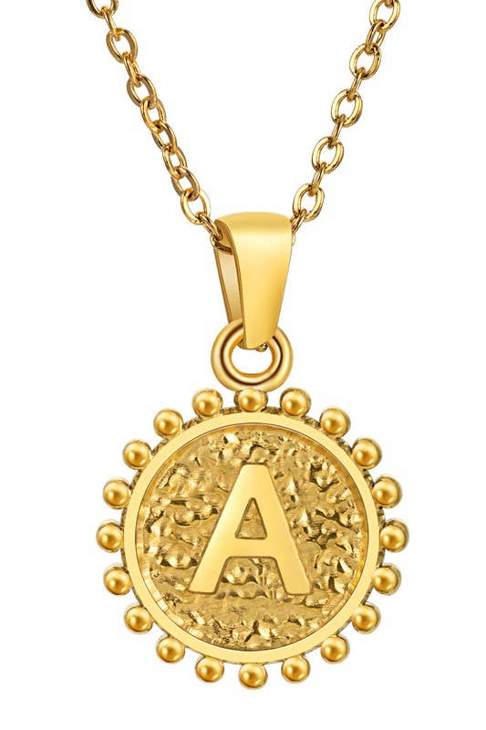 ROUND ALPHABET INITIAL PENDANT NECKLACE_CWAJE107