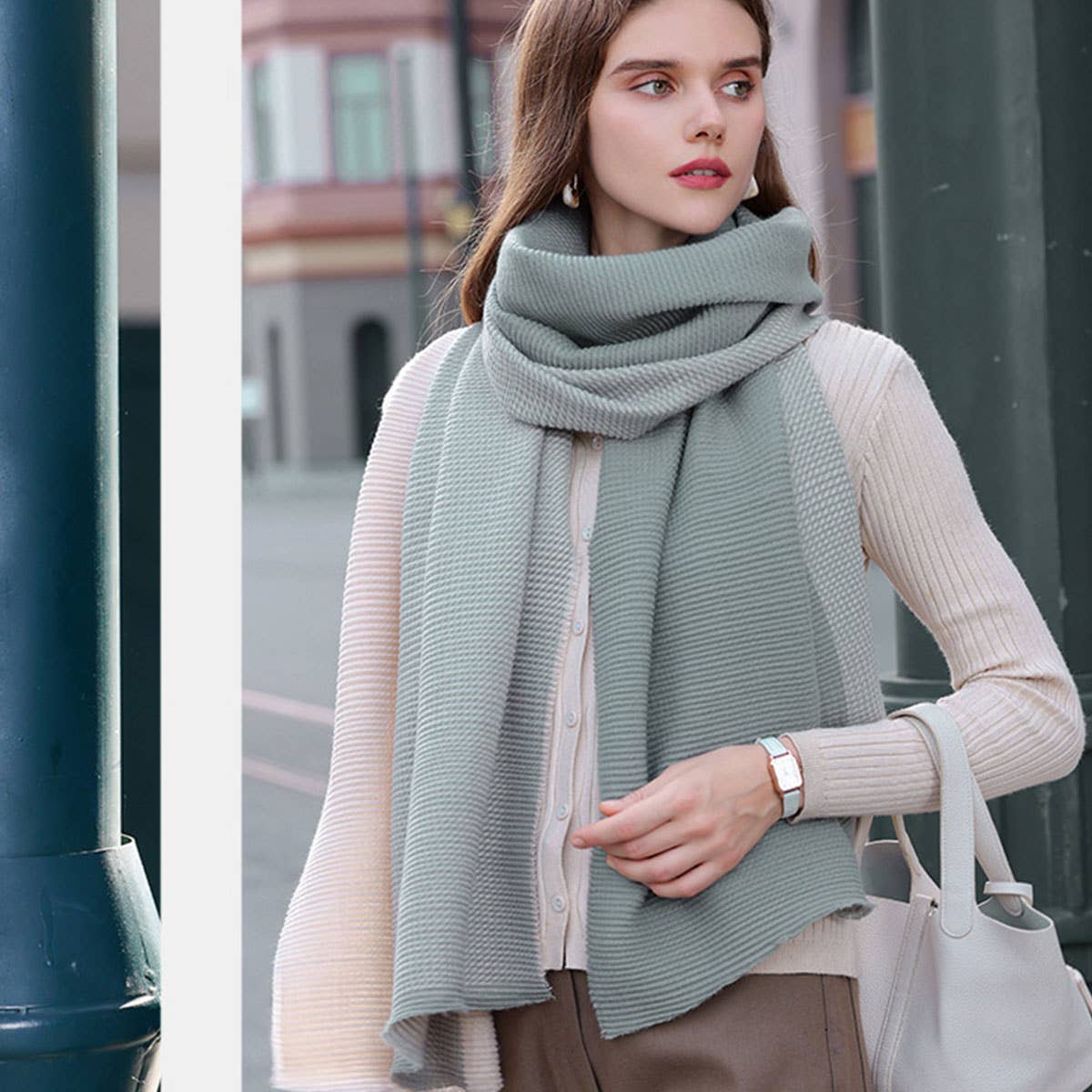 DOUBLE SIDED CRINKLE SCARF ELEGANT WINTER WRAP_CWASC0208