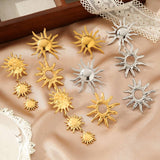 Vintage Metal Sun 18K Gold Stainless Steel Earrings_Cwmm3656