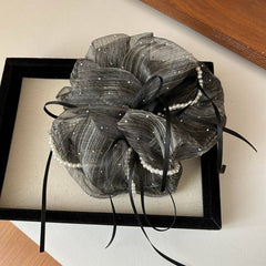 FRENCH STRIPED BOW COLLAR HAIR SCRUNCHIES_CWAHA2807