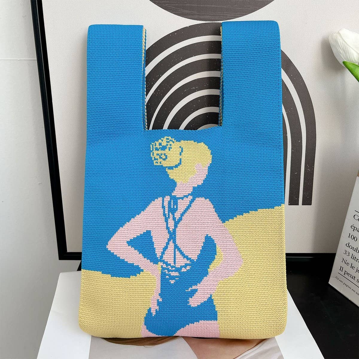 Cwab06032_Trendy Knit Shoulder Tote Bag For Women