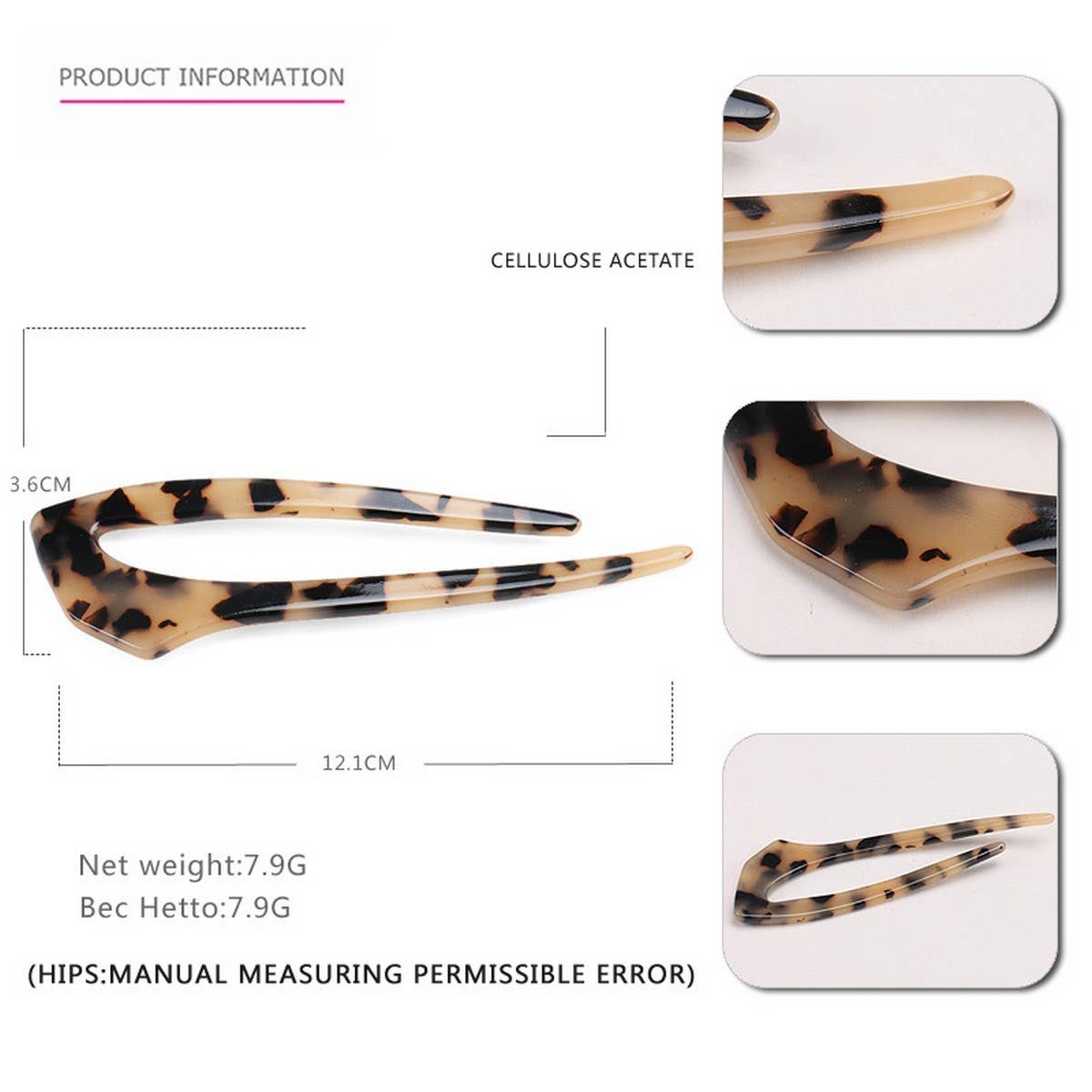 BALL HAIR STYLING FIXER LEOPARD PRINT USHAPED CLIP_CWAHA4213