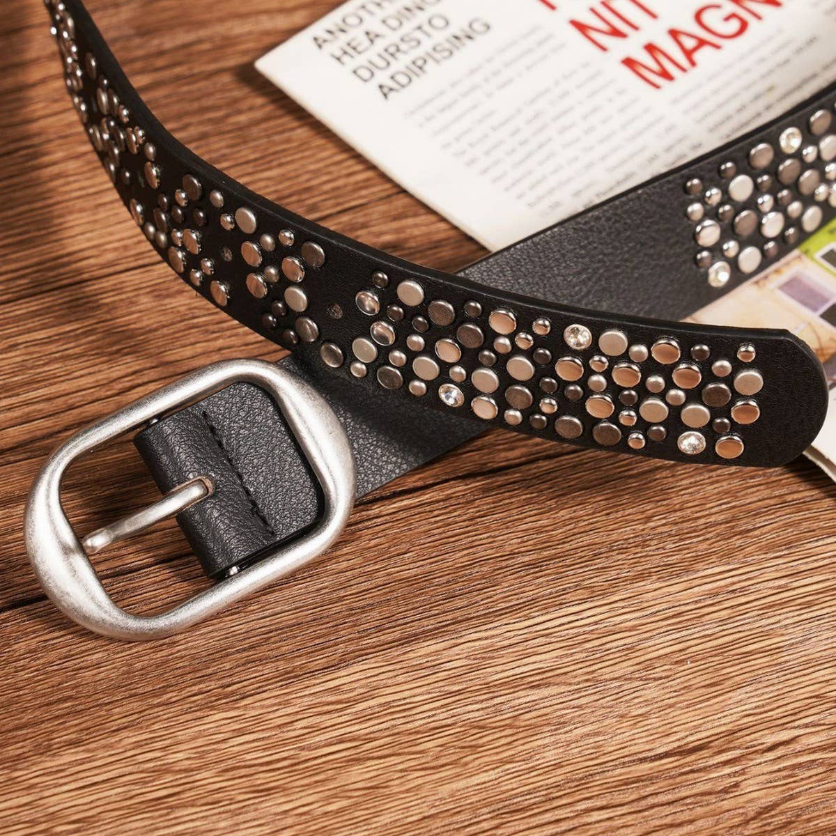 PUNK STREET HEAVY METAL CLAW STUD DIAMOND BELT_CWMM3932