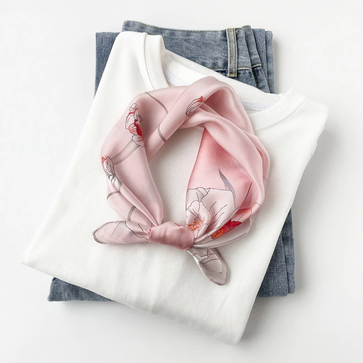 SILK SQUARE SCARF ELEGANT CHINESE FLORAL PRINT_CWASC0814