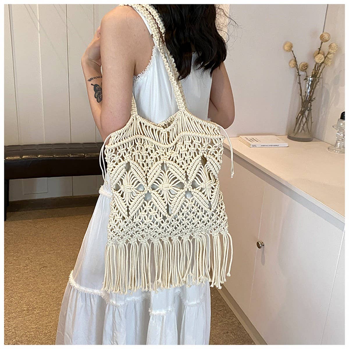 COTTON CROCHET HOLLOW BEACH SHOULDER BAG_CWAB2415