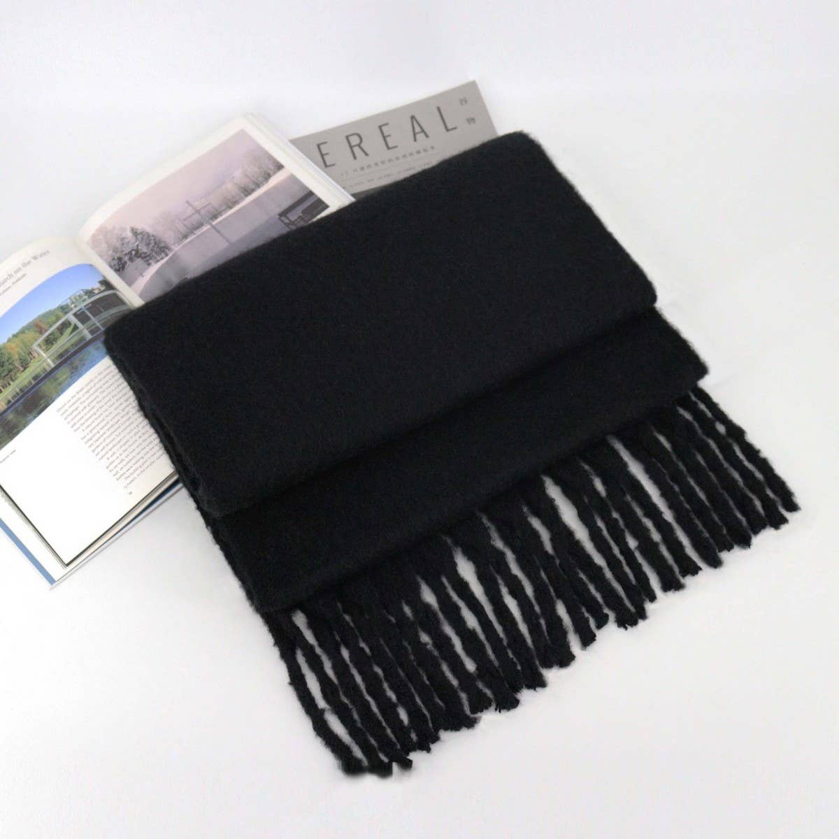 THICK MOHAIR SCARF WINTER TASSEL WRAP FOR WOMEN_CWASC1099