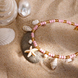 18K GOLD SHELL BEAD ANKLET STAINLESS STEEL_CWAJE4755