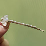 Vintage Pearl Leaf Hair Clip Elegant Side Pin_Cwaha1224