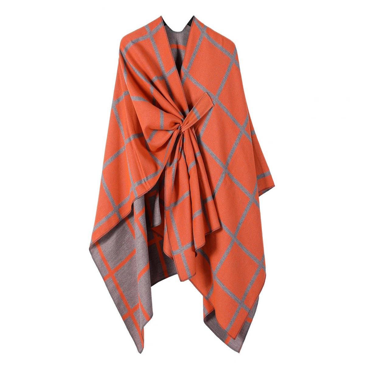 SOLID COLOR PLAID CAPE CLOAK PLAIN SHAWL_CWASC2257
