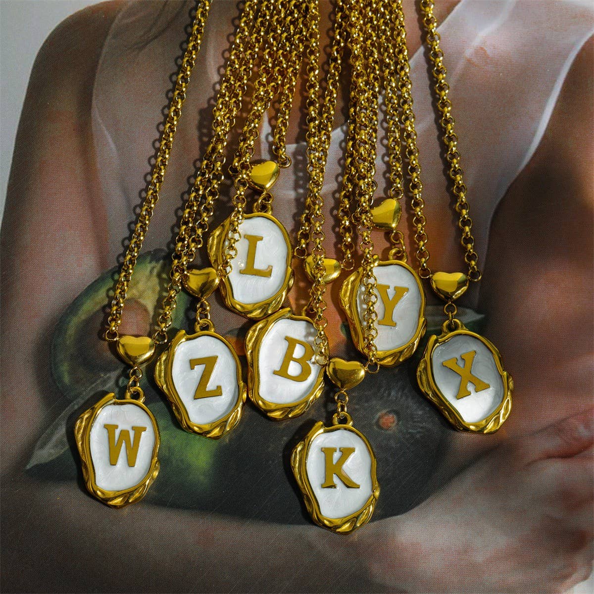 NEW 26 LETTERS OIL DROP THREE DIMENSIONAL NECKLACE_CWMM3756