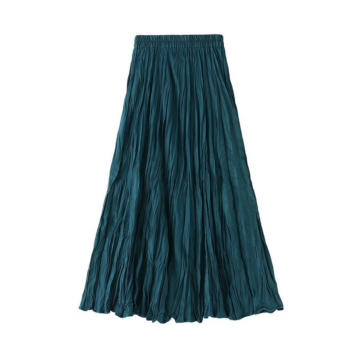 RUCHED PLEATED A LINE MIDI SKIRT_CWBMS0384