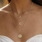 GOLD MOON ZIRCON PENDANT NECKLACE_CWMM5302