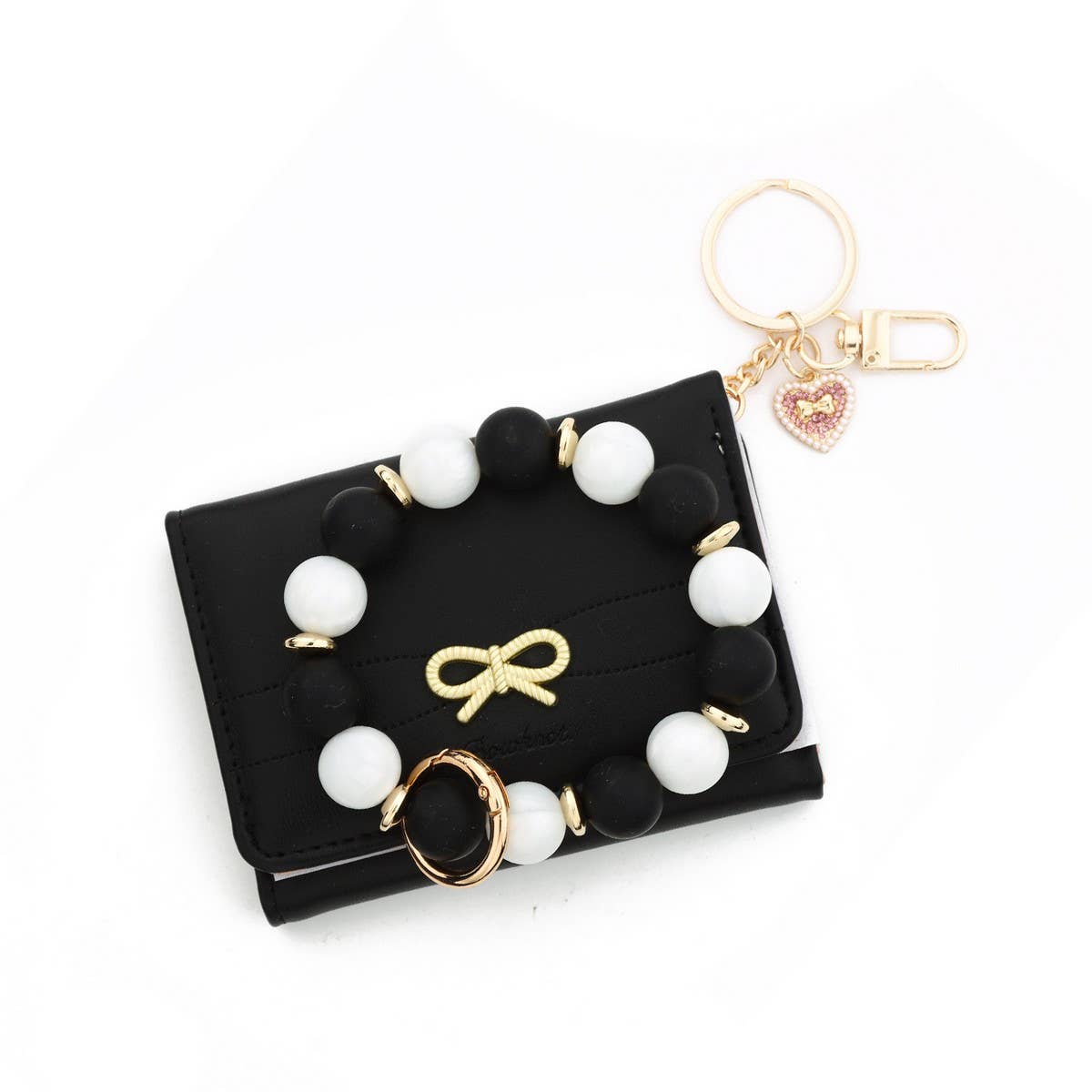 Womens Bow Heart Short Trifold Wallet Korean_Cuab00443