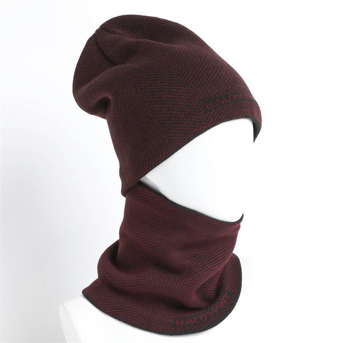 HERRINGBONE HOOD AND SCARF TWO PIECE SET_CWASC1043