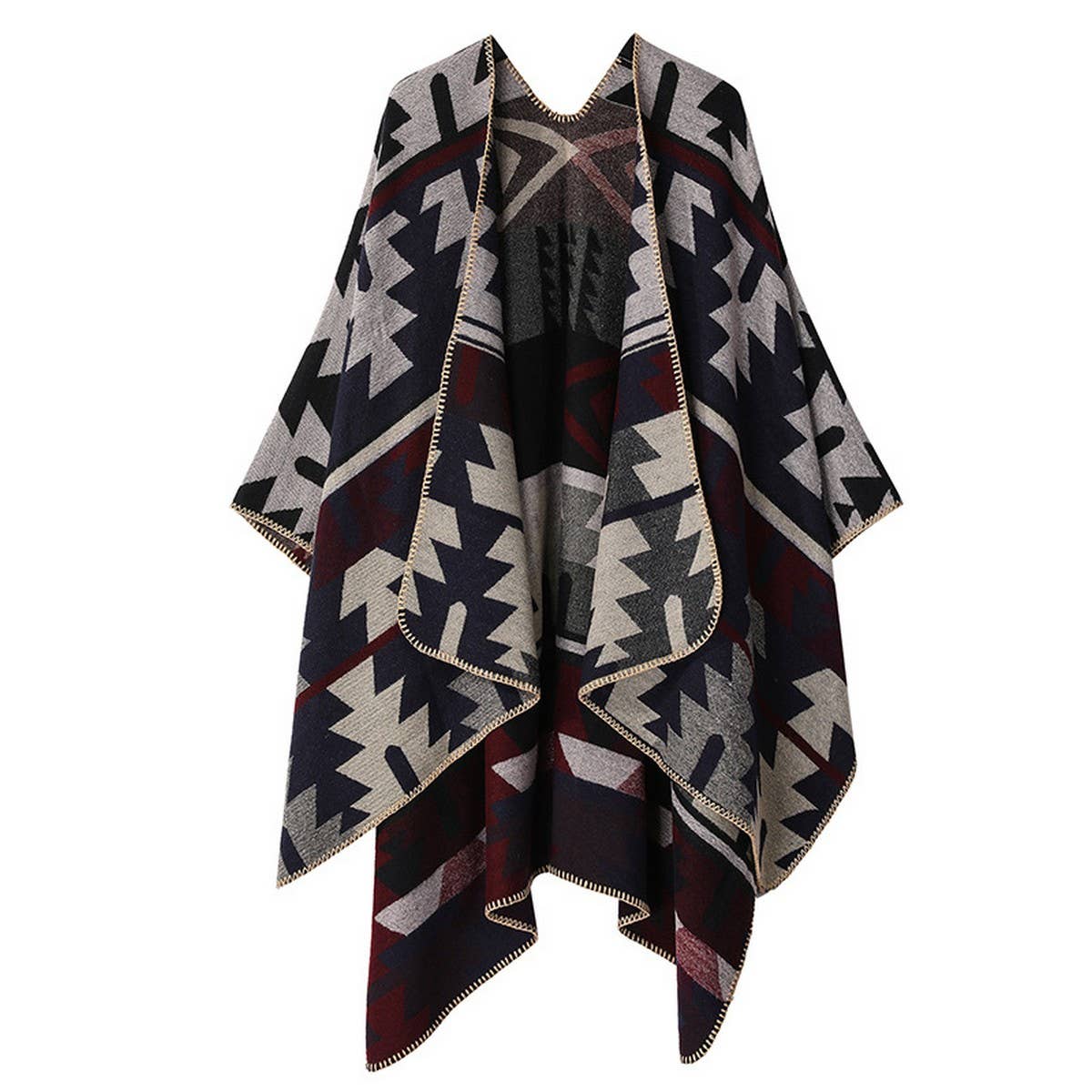 FAUX CASHMERE SLIT SHAWL SCARF CAPE COAT CLOAK_CWASC2252