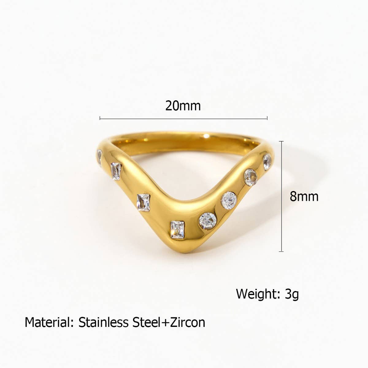 GEOMETRIC CZ STEEL RING WITH LUXE GLOSS FINISH_CWMM8931