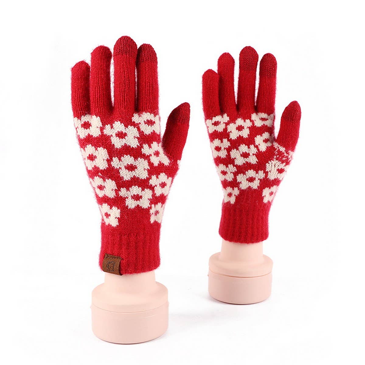 KNITTED FLEECE PLAID TOUCH SCREEN WARM GLOVES_CWAG0371