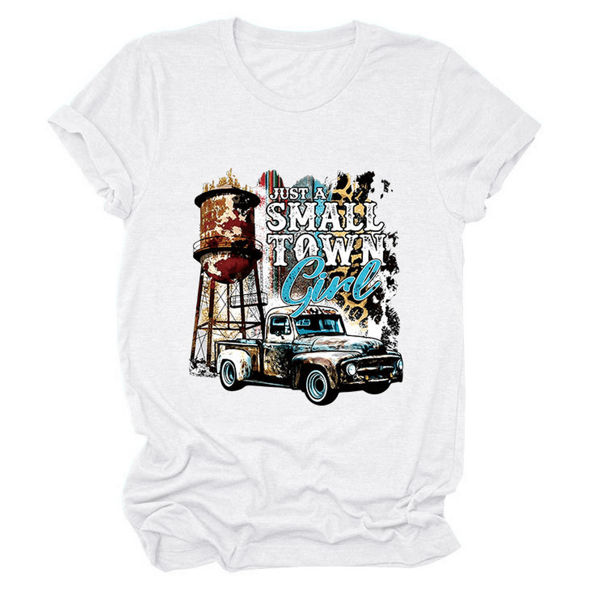 JUST A SMALL TOWN GIRL PRINT T SHIRT LOOSE FIT_CWTTS1525