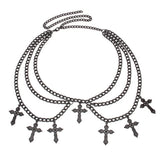 ALLOY HOLLOW CROSS PENDANT WAIST CHAIN BODY CHAIN_CWMM0652