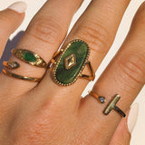 STAINLESS STEEL SNAKE NATURAL STONE RINGS_CWAJE0628