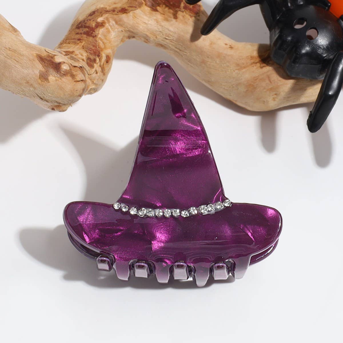 Halloween Acetate Hair Claw?Witch & Bat Design_Cwaha07286