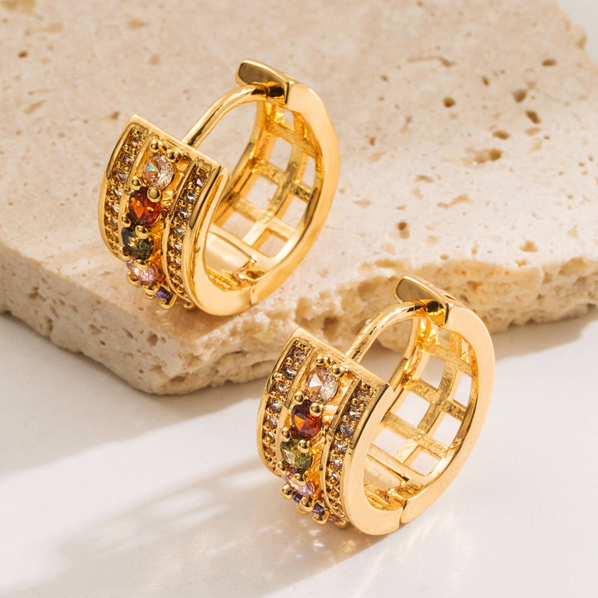 GEOMETRIC COPPER STUD EARRINGS STYLISH MINIMALIST_CWMM8528