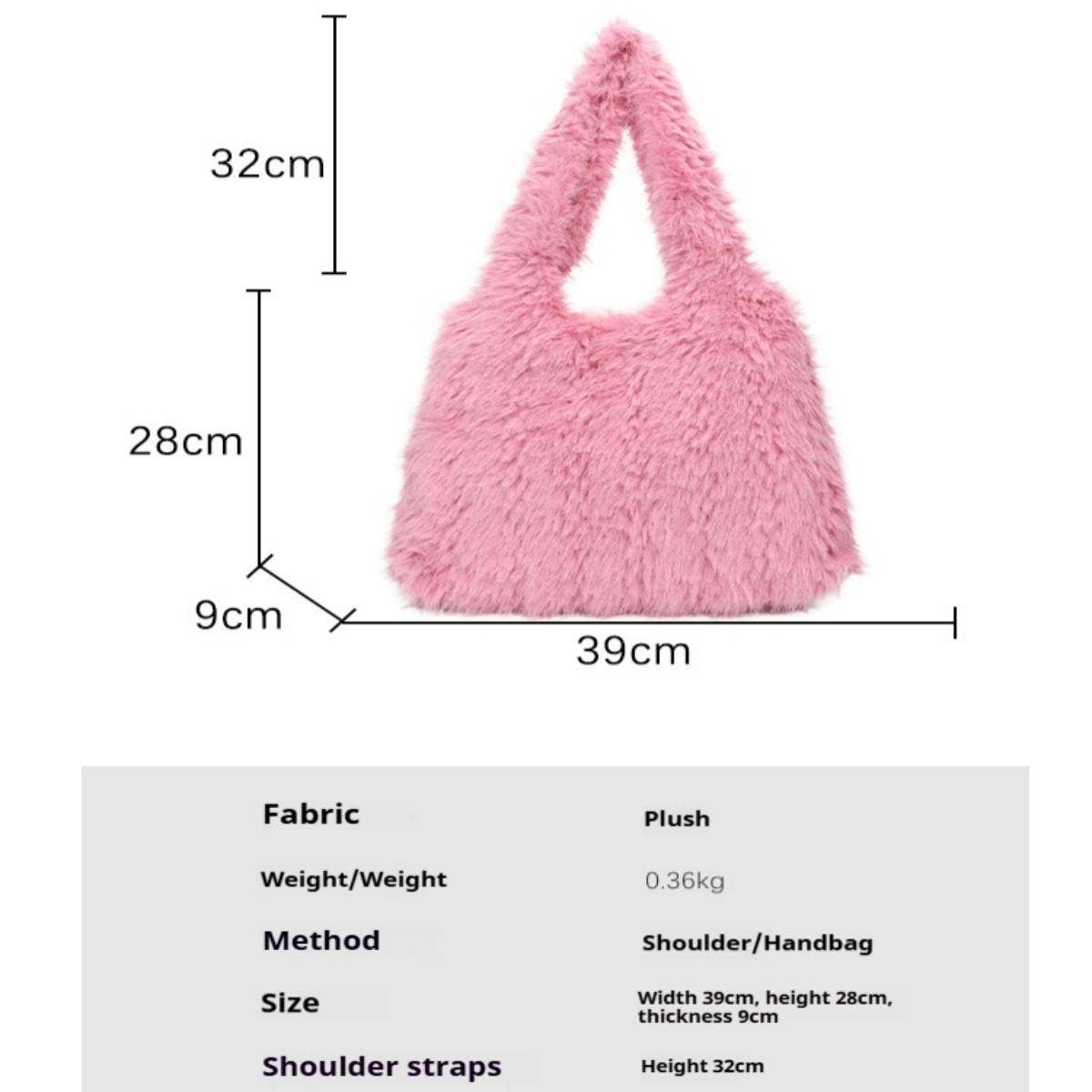 Winter Plush Tote Bag Women Large Capacity Fashion_Cuab00544