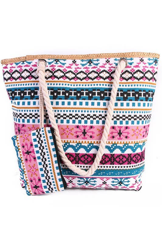 MULTI PATTERNED FASHION BEACH BAGS_CWAB031