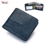 ANTI THEFT BRUSHED COWHIDE SHORT LEATHER WALLET_CWAB3788