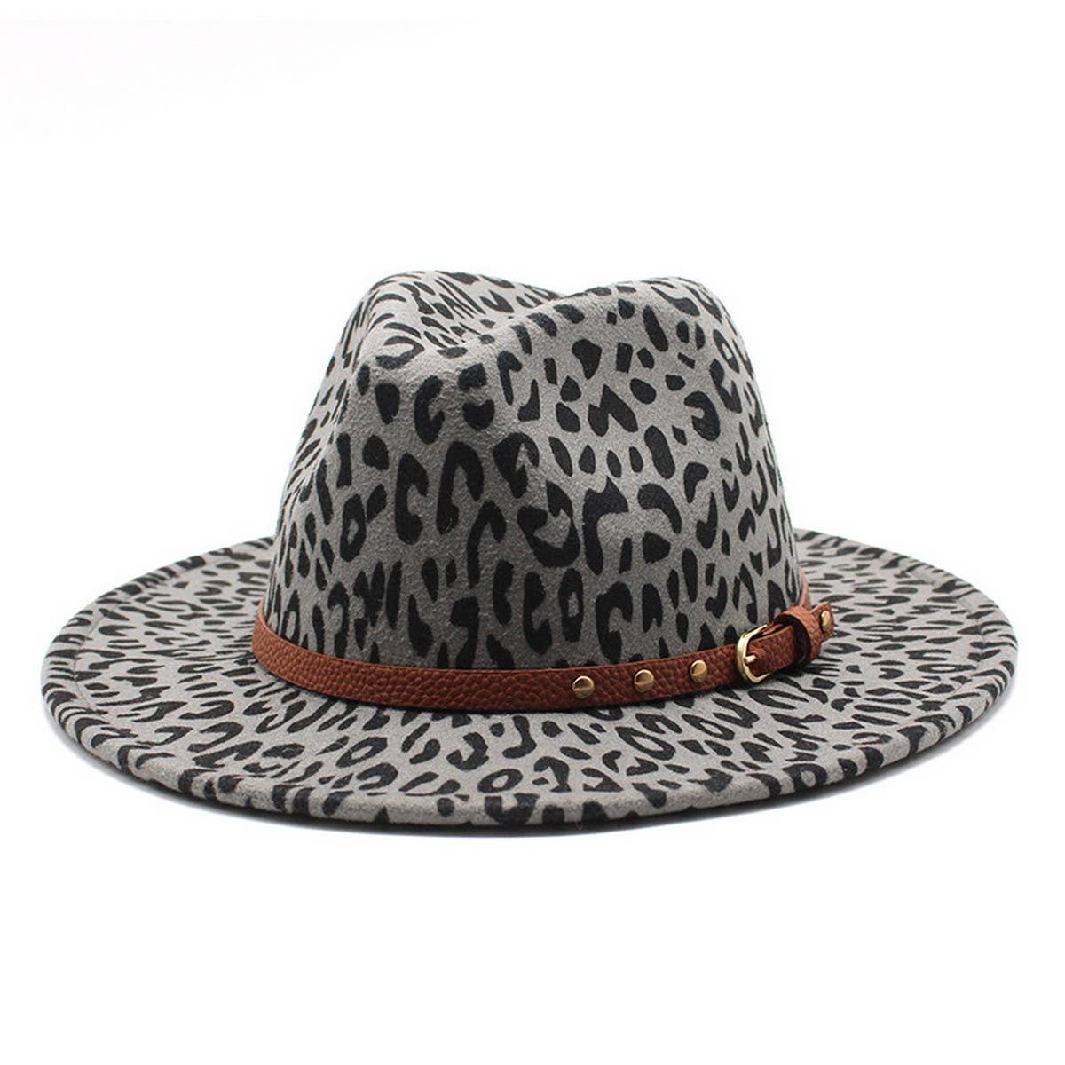 Woolen Hat Leopard Print Jazz Hat Wide Brim Hat_Cwah2543