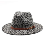 Woolen Hat Leopard Print Jazz Hat Wide Brim Hat_Cwah2543