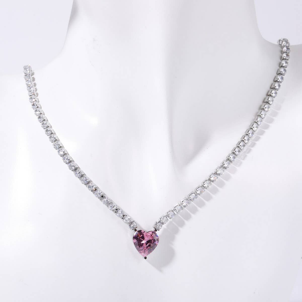Womens Exquisite Stainless Steel Zircon Necklace_Cwmm3759