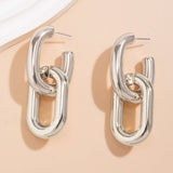METAL WIND CIRCULAR RING THICK CHAIN EARRINGS_CWAJE1153